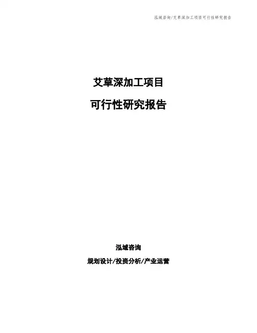 艾草深加工项目可行性研究报告