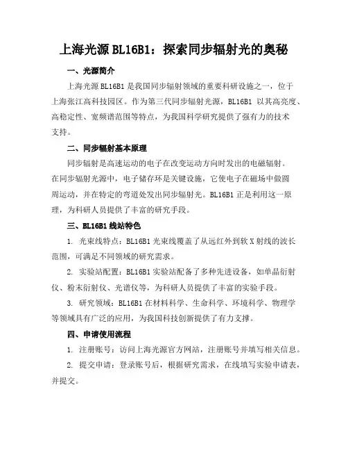 上海光源BL16B1