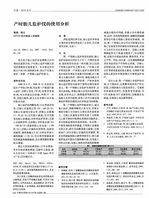 产时胎儿监护仪的使用分析