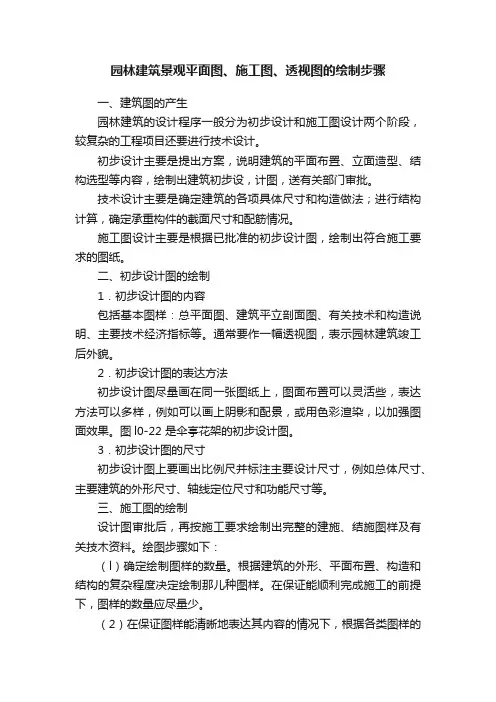 园林建筑景观平面图、施工图、透视图的绘制步骤
