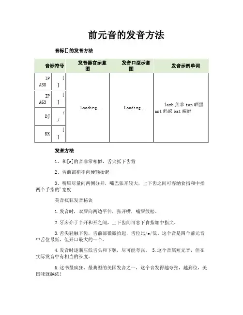 前元音的发音方法