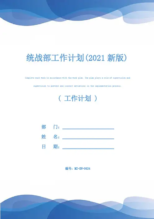 统战部工作计划(2021新版)