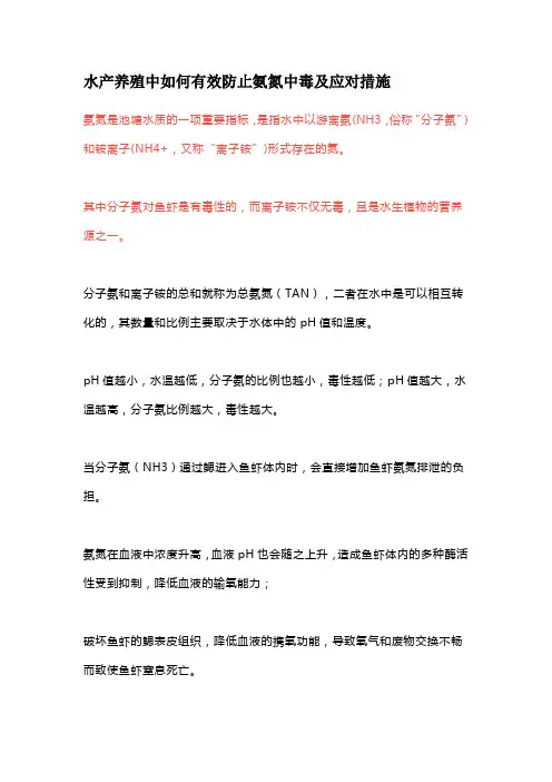 水产养殖中如何有效防止氨氮中毒及应对措施