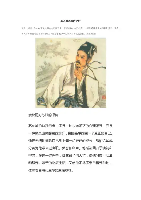 名人名家对苏轼的评价