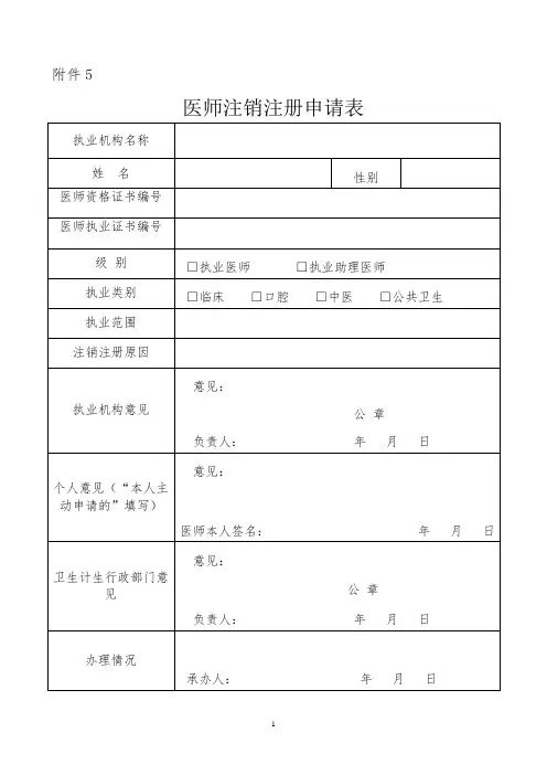 河南省医师注销注册申请表2017版