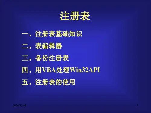 win2000注册表PPT教学课件