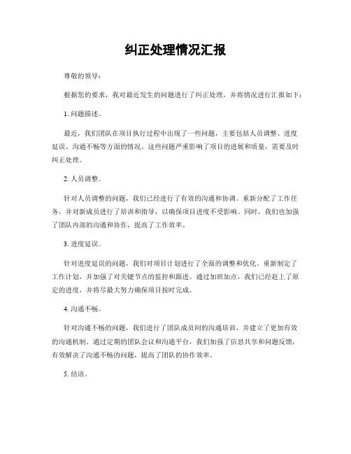 纠正处理情况汇报