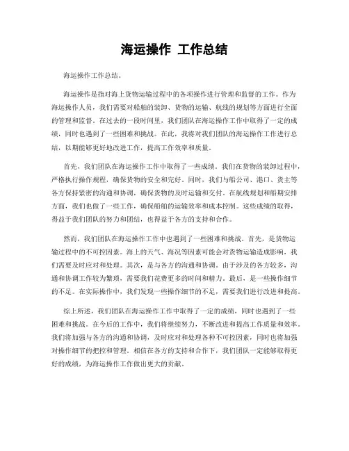 海运操作 工作总结