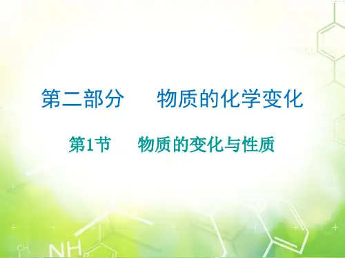 2020届广东省中考必备化学总复习内文课件：第二部分物质的化学变化第1节物质的变化与性质(共35张PPT)