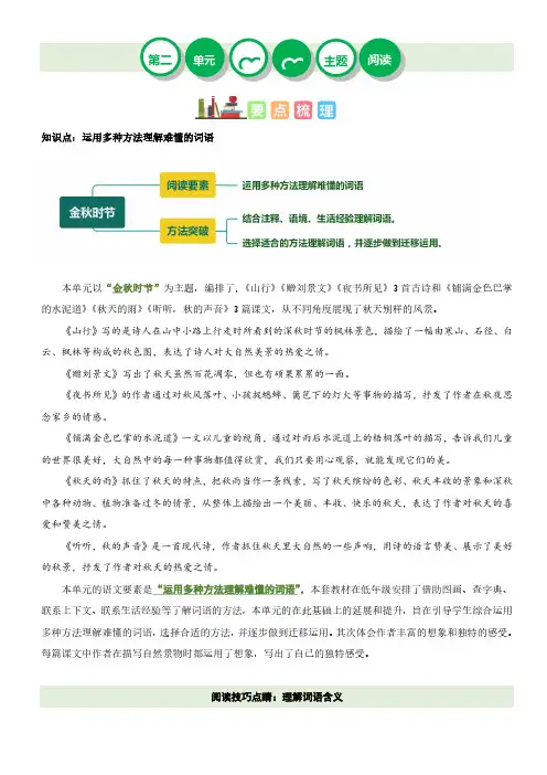 第二单元“金秋时节”(主题阅读)-2023-2024学年三年级语文上册阅读理解(统编版)(一)