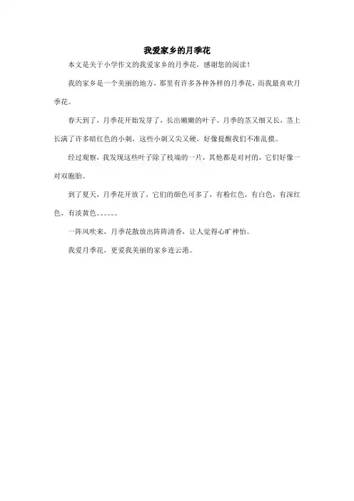 我爱家乡的月季花_小学作文