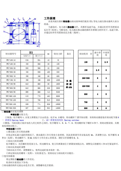 YWZ制动器说明书
