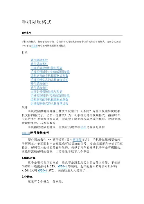 手机视频格式