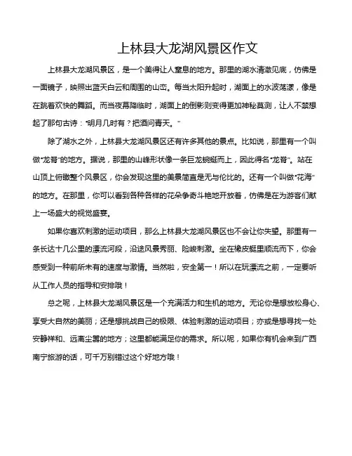 上林县大龙湖风景区作文
