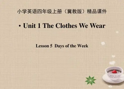 Lesson 5  Days of the Week