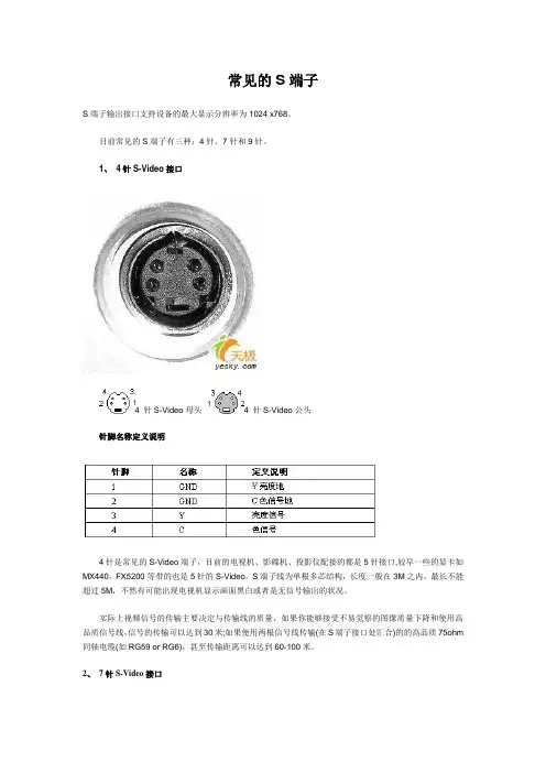 常见的S端子说明