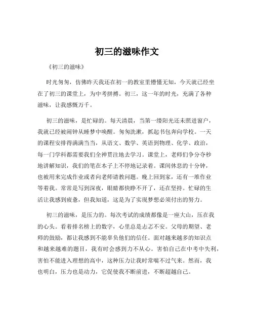 初三的滋味作文