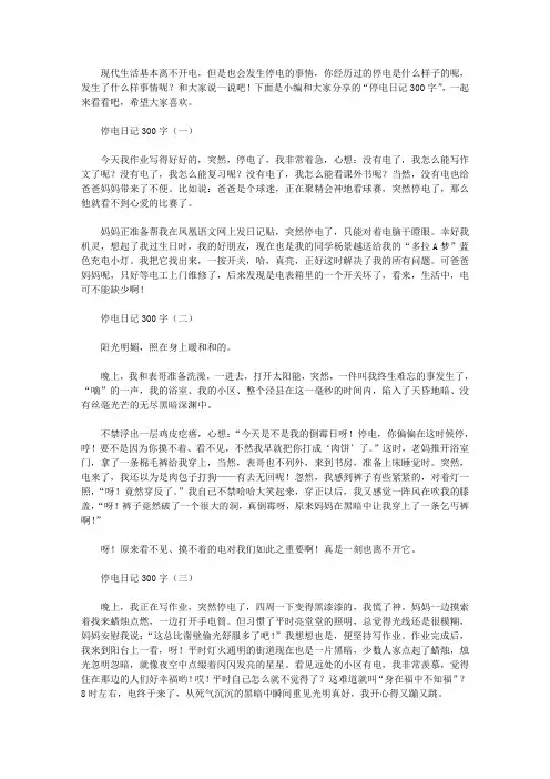 停电日记300字