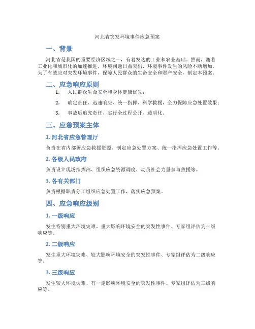 河北省突发环境事件应急预案