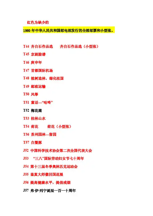 1980---1991年邮票目录