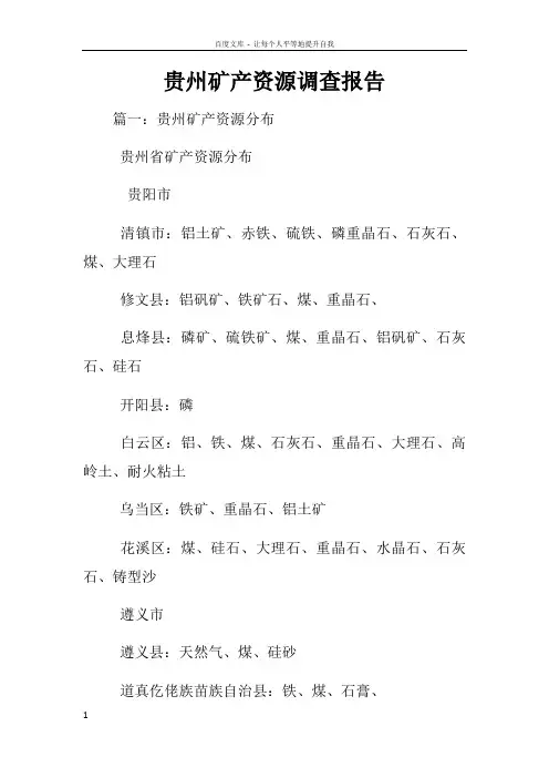 贵州矿产资源调查报告