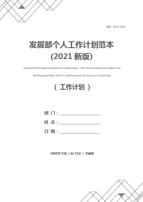 发展部个人工作计划范本(2021新版)