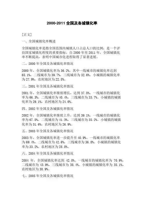 2023-2023全国及各城镇化率
