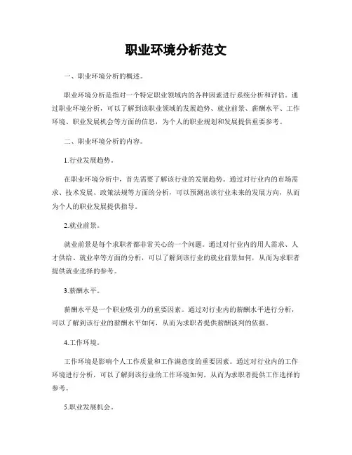 职业环境分析范文