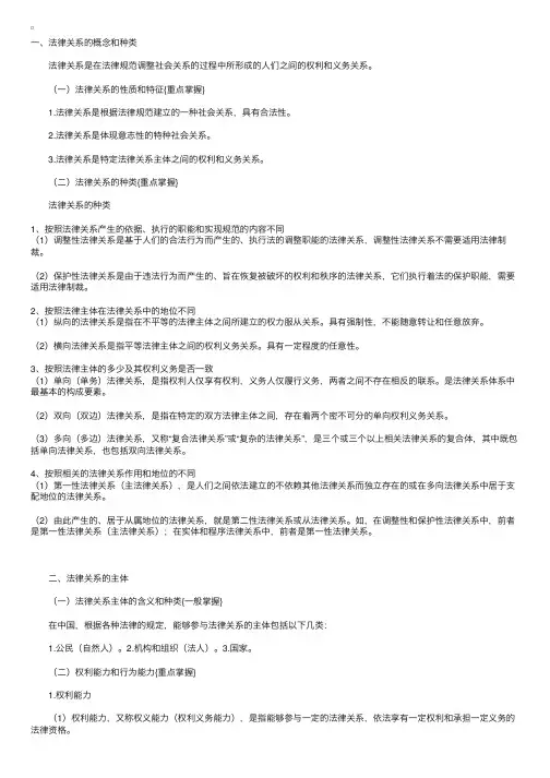 司法考试法理学法律关系复习笔记