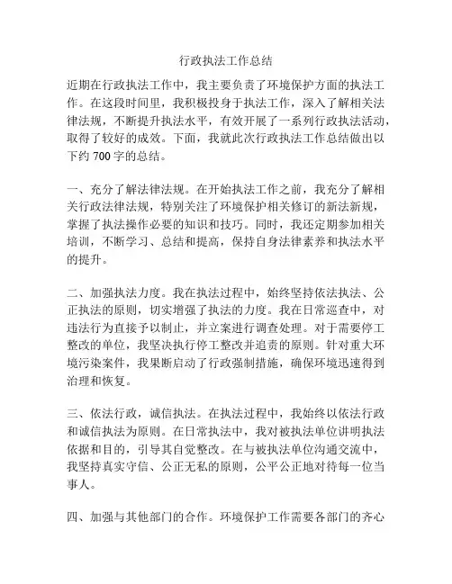 行政执法工作总结