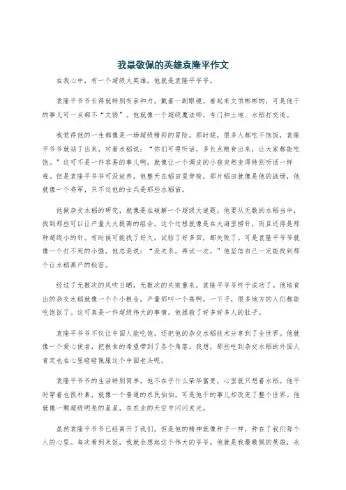 我最敬佩的英雄袁隆平作文