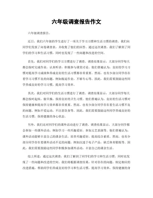 六年级调查报告作文