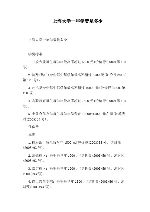 上海大学一年学费是多少