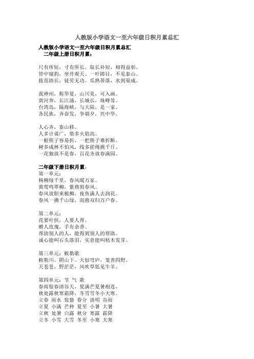 人教版小学语文一至六年级日积月累总汇