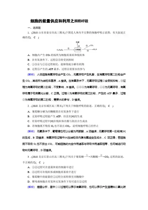 细胞的能量供应和利用之细胞呼吸