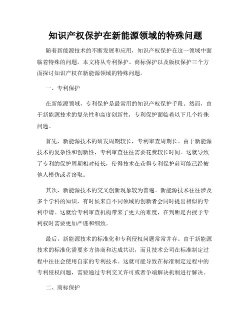 知识产权保护在新能源领域的特殊问题
