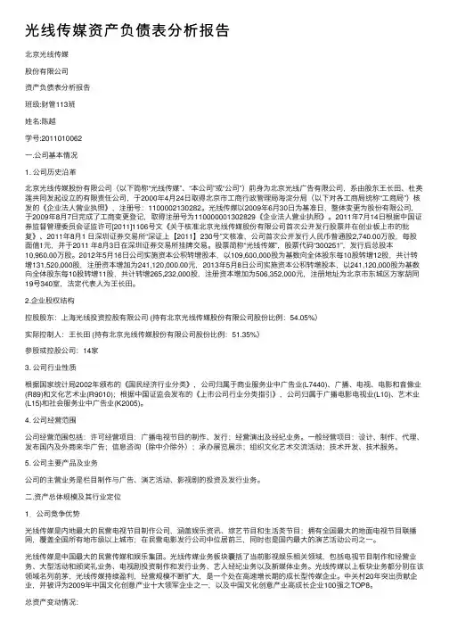 光线传媒资产负债表分析报告