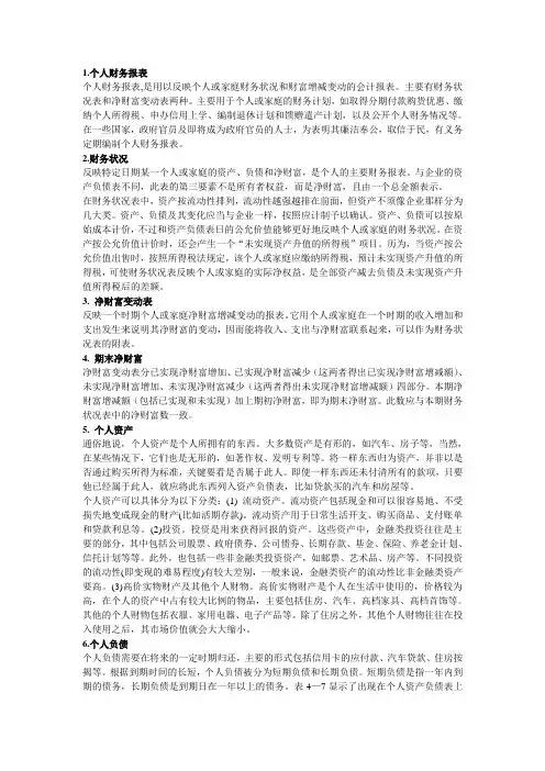 个人财务报表