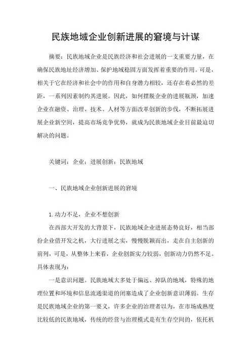 民族地域企业创新进展的困境与计策