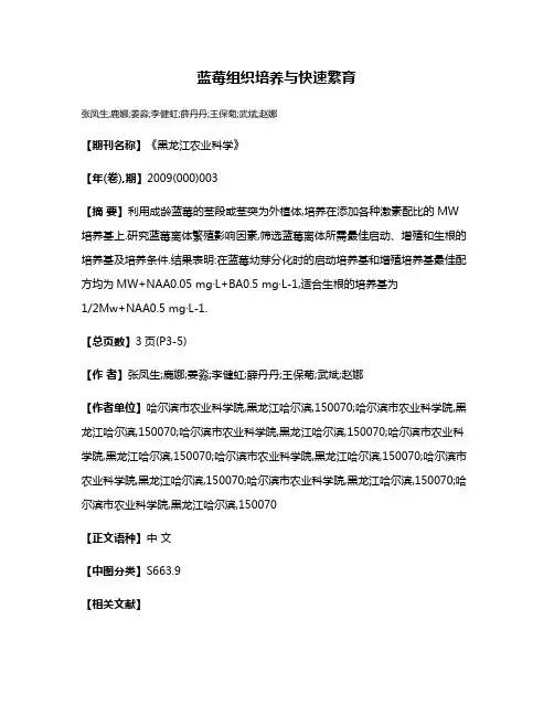 蓝莓组织培养与快速繁育