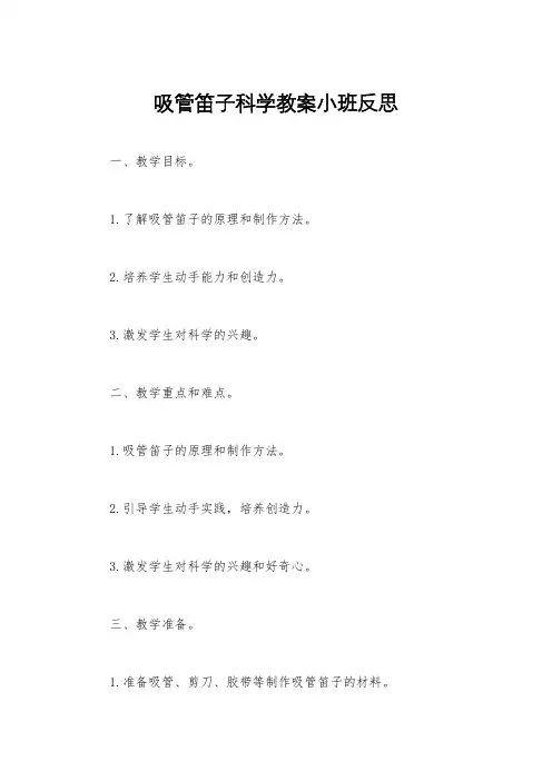 吸管笛子科学教案小班反思