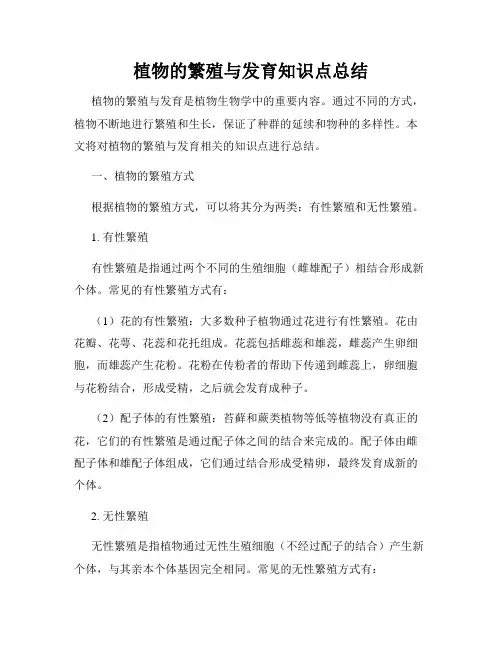 植物的繁殖与发育知识点总结