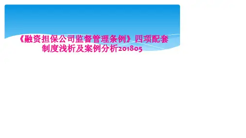 《融资担保公司监督管理条例》四项配套制度浅析及案例分析201805