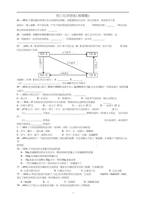 (完整)最全最完整初三化学易错题集(全)