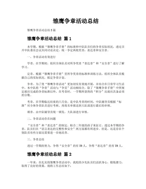 雏鹰争章活动总结