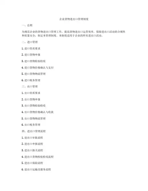 企业货物进出口管理制度