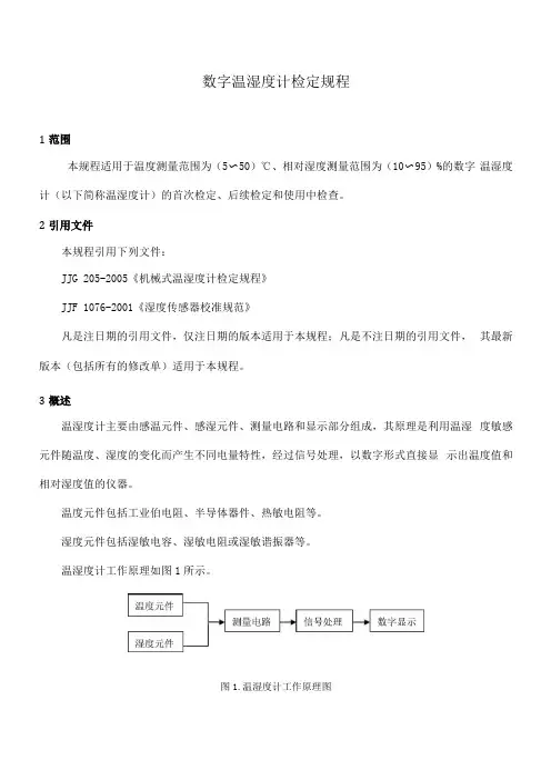 数字温湿度计检定规程
