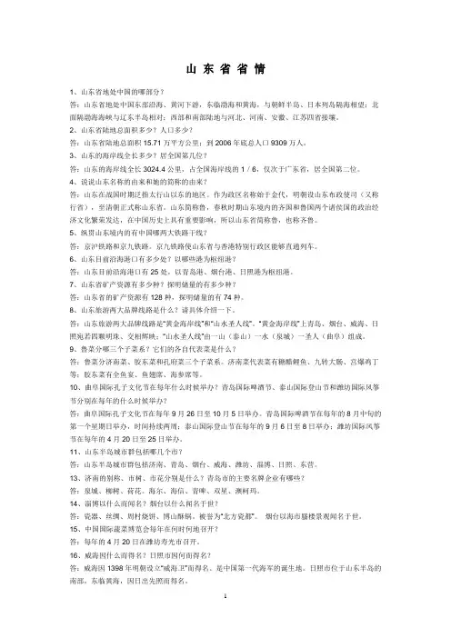 山东省情省况