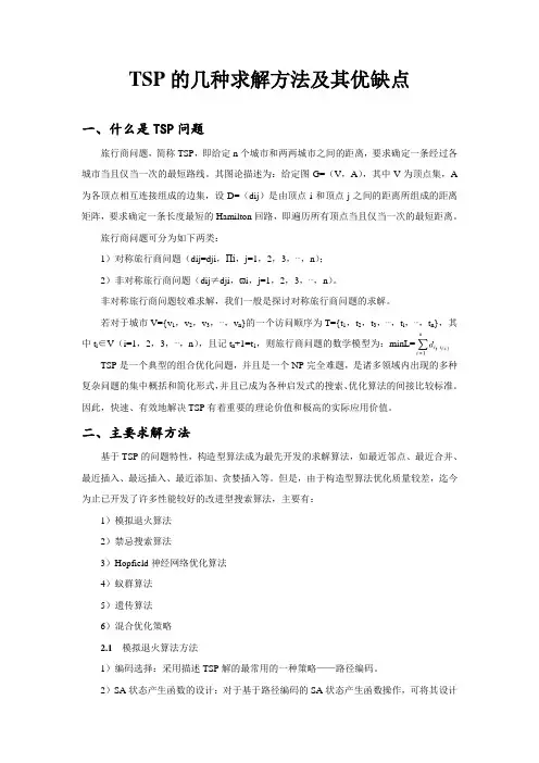 TSP的几种求解方法及其优缺点