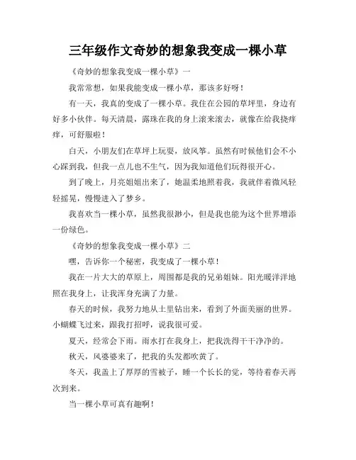 三年级作文奇妙的想象我变成一棵小草